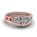 Load image into Gallery viewer, celtic-knot-marquise-cut-diamond-ring-with-plain-band-set-with-ruby-in-rose-gold-FDENS2255B3MQGRUDR-NL-RG_a45f03bf-c8e2-42b6-96f0-91a224eedd5d?v=1756976840
