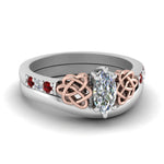 Load image into Gallery viewer, celtic-knot-marquise-cut-diamond-ring-with-plain-band-set-with-ruby-in-white-gold-FDENS2255B3MQGRUDR-NL-WG_eee4c3ff-d098-40db-a0a4-44a16e9bd240?v=1756976841
