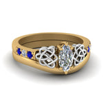 Load image into Gallery viewer, celtic-knot-marquise-cut-diamond-ring-with-plain-band-set-with-sapphire-in-yellow-gold-FDENS2255B3MQGSABL-NL-YG?v=1756976751
