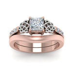Load image into Gallery viewer, celtic-knot-princess-cut-diamond-ring-with-plain-band-set-in-rose-gold-FDENS2255B3PRANGLE5-NL-RG_52676f23-548f-4ce2-b963-71d451aafc3d?v=1756976851
