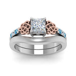 Load image into Gallery viewer, celtic-knot-princess-cut-diamond-ring-with-plain-band-set-with-blue-topaz-in-white-gold-FDENS2255B3PRGICBLTOANGLE5-NL-WG_cfaf1dd5-fe13-4250-b9bf-32479d5d2262?v=1756976853
