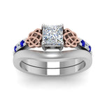 Load image into Gallery viewer, celtic-knot-princess-cut-diamond-ring-with-plain-band-set-with-sapphire-in-white-gold-FDENS2255B3PRGSABLANGLE5-NL-WG_4cf12dcc-d311-4962-a799-b2a902f1d58f?v=1756976852
