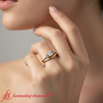 Load image into Gallery viewer, celtic-knot-ring-with-plain-band-set-yellow-gold-fdens2255ws3-model
