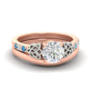 Load image into Gallery viewer, celtic-knot-round-cut-blue-topaz-ring-with-plain-band-set-in-rose-gold-fdens2255rogicbltosleep-nl-rg-ws3.jpg