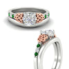 Load image into Gallery viewer, celtic-knot-round-cut-emerald-ring-with-plain-band-set-in-white-gold-fdens2255rogemgrangle3-nl-wg-ws3.jpg