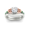 Load image into Gallery viewer, celtic-knot-round-cut-emerald-ring-with-plain-band-set-in-white-gold-fdens2255rogemgrangle5-nl-wg-ws3.jpg