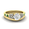 Load image into Gallery viewer, celtic-knot-round-cut-emerald-ring-with-plain-band-set-in-yellow-gold-fdens2255rogemgrsleep-nl-yg-ws3.jpg