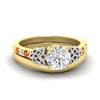 Load image into Gallery viewer, celtic-knot-round-cut-orange-sapphire-ring-with-plain-band-set-in-yellow-gold-fdens2255rogsaorsleep-nl-yg-ws3.jpg