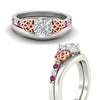 Load image into Gallery viewer, celtic-knot-round-cut-pink-sapphire-ring-with-plain-band-set-in-white-gold-fdens2255rogsadrpiangle3-nl-wg-ws3.jpg