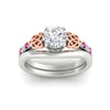 Load image into Gallery viewer, celtic-knot-round-cut-pink-sapphire-ring-with-plain-band-set-in-white-gold-fdens2255rogsadrpiangle5-nl-wg-ws3.jpg