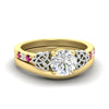 Load image into Gallery viewer, celtic-knot-round-cut-pink-sapphire-ring-with-plain-band-set-in-yellow-gold-fdens2255rogsadrpisleep-nl-yg-ws3.jpg