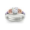 Load image into Gallery viewer, celtic-knot-round-cut-purple-topaz-ring-with-plain-band-set-in-white-gold-fdens2255rogvitoangle5-nl-wg-ws3.jpg