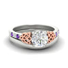Load image into Gallery viewer, celtic-knot-round-cut-purple-topaz-ring-with-plain-band-set-in-white-gold-fdens2255rogvitosleep-nl-wg-ws3.jpg
