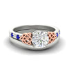 Load image into Gallery viewer, celtic-knot-round-cut-sapphire-ring-with-plain-band-set-in-white-gold-fdens2255rogsablsleep-nl-wg-ws3.jpg