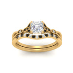 Load image into Gallery viewer, celtic-knot-split-asscher-cut-black-diamond-engagement-ring-in-yellow-gold-FD9609ASGBLACK-NL-YG
