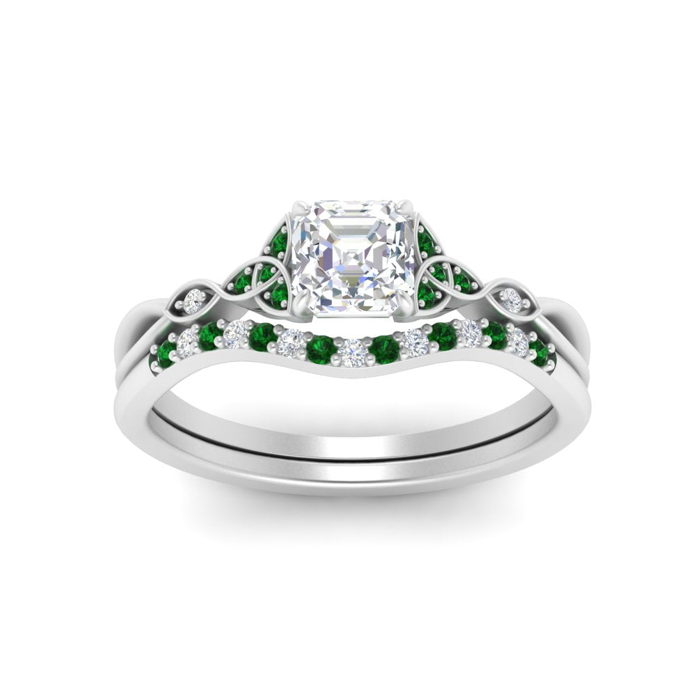 celtic-knot-split-asscher-cut-emerald-engagement-ring-in-white-gold-FD9609ASGEMGR-NL-WG