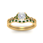 Load image into Gallery viewer, celtic-knot-split-asscher-cut-emerald-engagement-ring-in-yellow-gold-FD9609ASGEMGR-NL-YG
