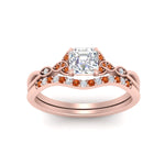 Load image into Gallery viewer, celtic-knot-split-asscher-cut-orange-sapphire-engagement-ring-in-rose-gold-FD9609ASGSAOR-NL-RG
