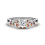 Load image into Gallery viewer, celtic-knot-split-asscher-cut-orange-sapphire-engagement-ring-in-white-gold-FD9609ASGSAOR-NL-WG
