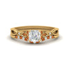 Load image into Gallery viewer, celtic-knot-split-asscher-cut-orange-sapphire-engagement-ring-in-yellow-gold-FD9609ASGSAOR-NL-YG