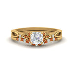 Load image into Gallery viewer, celtic-knot-split-asscher-cut-orange-sapphire-engagement-ring-in-yellow-gold-FD9609ASGSAOR-NL-YG
