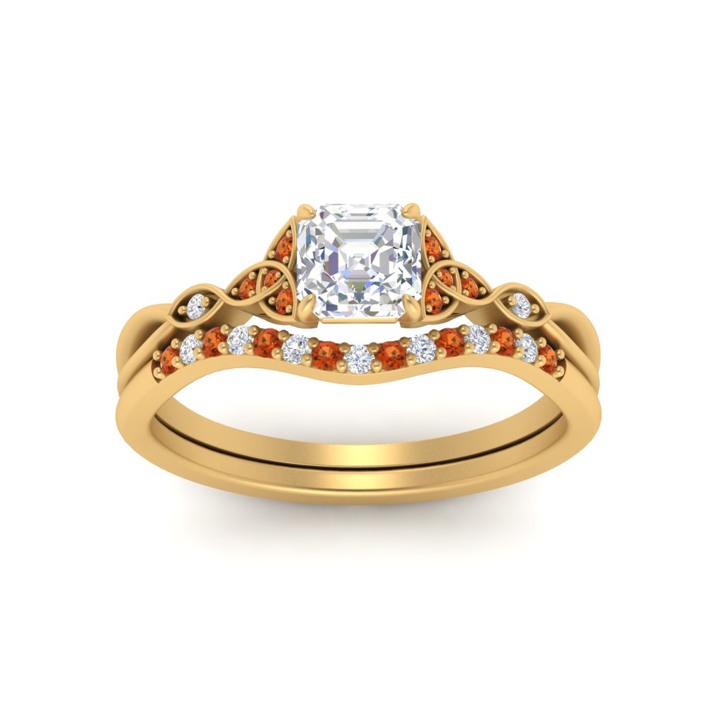 celtic-knot-split-asscher-cut-orange-sapphire-engagement-ring-in-yellow-gold-FD9609ASGSAOR-NL-YG