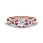 Load image into Gallery viewer, celtic-knot-split-asscher-cut-pink-sapphire-engagement-ring-in-rose-gold-FD9609ASGSADRPI-NL-RG

