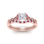 Load image into Gallery viewer, celtic-knot-split-asscher-cut-pink-sapphire-engagement-ring-in-rose-gold-FD9609ASGSADRPI-NL-RG
