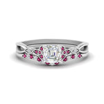 Load image into Gallery viewer, celtic-knot-split-asscher-cut-pink-sapphire-engagement-ring-in-white-gold-FD9609ASGSADRPI-NL-WG
