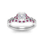 Load image into Gallery viewer, celtic-knot-split-asscher-cut-pink-sapphire-engagement-ring-in-white-gold-FD9609ASGSADRPI-NL-WG
