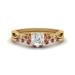 Load image into Gallery viewer, celtic-knot-split-asscher-cut-pink-sapphire-engagement-ring-in-yellow-gold-FD9609ASGSADRPI-NL-YG
