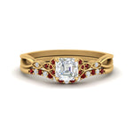 Load image into Gallery viewer, celtic-knot-split-asscher-cut-ruby-engagement-ring-in-yellow-gold-FD9609ASGRUDR-NL-YG
