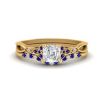 Load image into Gallery viewer, celtic-knot-split-asscher-cut-sapphire-engagement-ring-in-yellow-gold-FD9609ASGSABL-NL-YG
