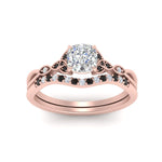 Load image into Gallery viewer, celtic-knot-split-cushion-cut-black-diamond-engagement-ring-in-rose-gold-FD9609CUGBLACK-NL-RG
