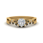 Load image into Gallery viewer, celtic-knot-split-cushion-cut-black-diamond-engagement-ring-in-yellow-gold-FD9609CUGBLACK-NL-YG