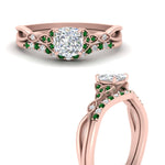 Load image into Gallery viewer, celtic-knot-split-cushion-cut-emerald-engagement-ring-in-rose-gold-FD9609CUGEMGR-NL-RG
