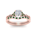 Load image into Gallery viewer, celtic-knot-split-cushion-cut-emerald-engagement-ring-in-rose-gold-FD9609CUGEMGR-NL-RG
