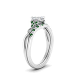 Load image into Gallery viewer, celtic-knot-split-cushion-cut-emerald-engagement-ring-in-white-gold-FD9609CUGEMGR-NL-WG