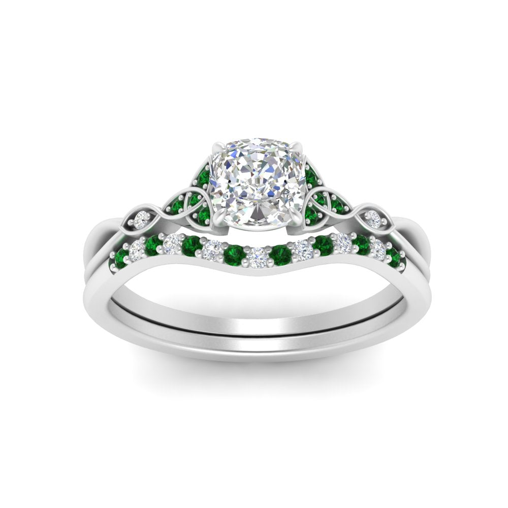 celtic-knot-split-cushion-cut-emerald-engagement-ring-in-white-gold-FD9609CUGEMGR-NL-WG