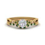 Load image into Gallery viewer, celtic-knot-split-cushion-cut-emerald-engagement-ring-in-yellow-gold-FD9609CUGEMGR-NL-YG