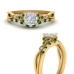 Load image into Gallery viewer, celtic-knot-split-cushion-cut-emerald-engagement-ring-in-yellow-gold-FD9609CUGEMGR-NL-YG

