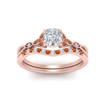 Load image into Gallery viewer, celtic-knot-split-cushion-cut-orange-sapphire-engagement-ring-in-rose-gold-FD9609CUGSAOR-NL-RG
