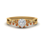 Load image into Gallery viewer, celtic-knot-split-cushion-cut-orange-sapphire-engagement-ring-in-yellow-gold-FD9609CUGSAOR-NL-YG

