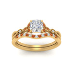 Load image into Gallery viewer, celtic-knot-split-cushion-cut-orange-sapphire-engagement-ring-in-yellow-gold-FD9609CUGSAOR-NL-YG