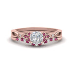 Load image into Gallery viewer, celtic-knot-split-cushion-cut-pink-sapphire-engagement-ring-in-rose-gold-FD9609CUGSADRPI-NL-RG