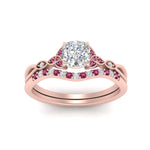 Load image into Gallery viewer, celtic-knot-split-cushion-cut-pink-sapphire-engagement-ring-in-rose-gold-FD9609CUGSADRPI-NL-RG