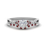 Load image into Gallery viewer, celtic-knot-split-cushion-cut-ruby-engagement-ring-in-white-gold-FD9609CUGRUDR-NL-WG