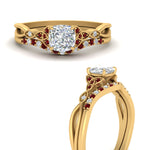 Load image into Gallery viewer, celtic-knot-split-cushion-cut-ruby-engagement-ring-in-yellow-gold-FD9609CUGRUDR-NL-YG