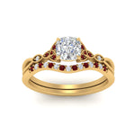 Load image into Gallery viewer, celtic-knot-split-cushion-cut-ruby-engagement-ring-in-yellow-gold-FD9609CUGRUDR-NL-YG