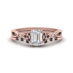 Load image into Gallery viewer, celtic-knot-split-emerald-cut-black-diamond-engagement-ring-in-rose-gold-FD9609EMGBLACK-NL-RG
